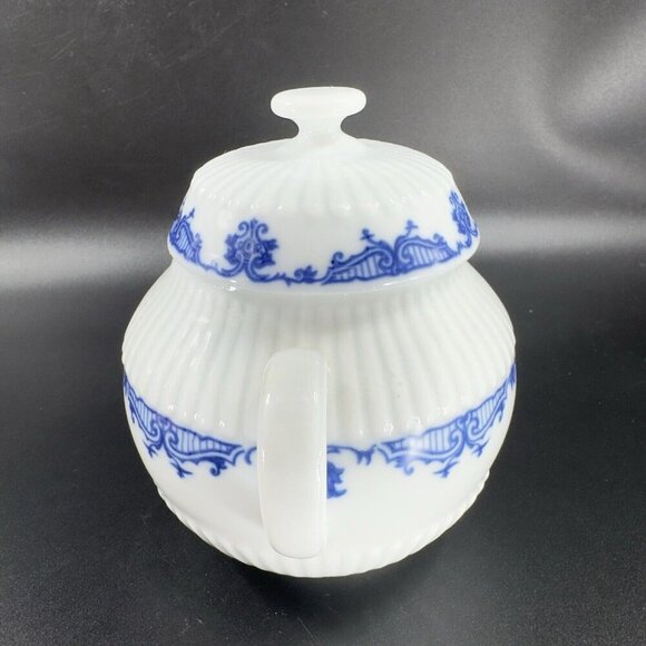 Ceralene Raynaud Limoges France Porcelain Blue White Sugar Bowl Container Jar - Picture 7 of 12